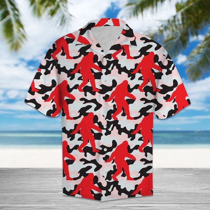 Bigfoot Camo Hawaiian Shirt Summer Button Up Bigfoot Camo Hawaiian Shirt Summer Button Up