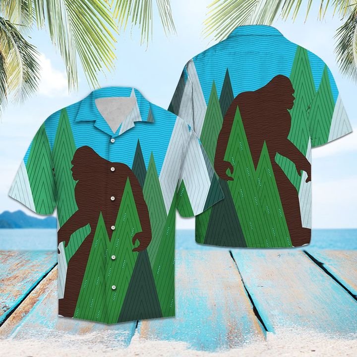Bigfoot Forest Hawaiian Shirt Summer Button Up Bigfoot Forest Hawaiian Shirt Summer Button Up