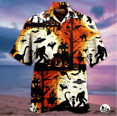 Bigfoot Halloween Hawaiian Shirt Bigfoot Halloween Hawaiian Shirt