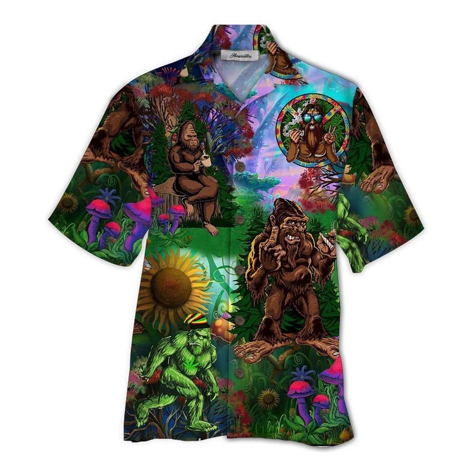 Bigfoot Hippie Hawaiian Shirt Bigfoot Hippie Hawaiian Shirt