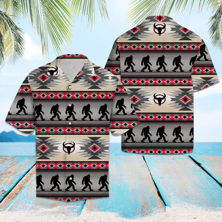 Bigfoot Native Pattern Hawaiian Shirt Summer Button Up Bigfoot Native Pattern Hawaiian Shirt Summer Button Up