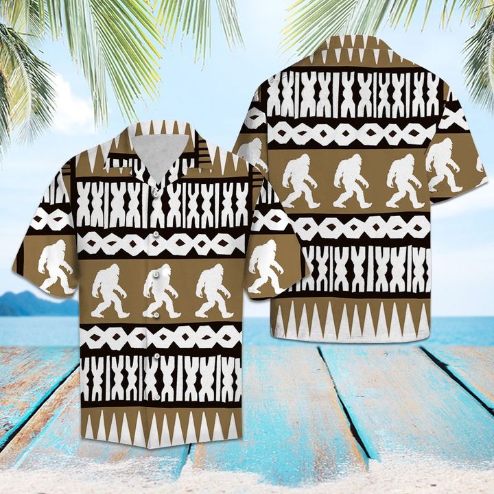 Bigfoot Retro Hawaiian Shirt Summer Button Up Bigfoot Retro Hawaiian Shirt Summer Button Up
