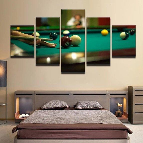 Billiard Snooker - Gaming 5 Panel Canvas Art Wall Decor Billiard Snooker - Gaming 5 Panel Canvas Art Wall Decor
