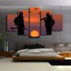 Bird Hunter Silhouette - Army 5 Panel Canvas Art Wall Decor