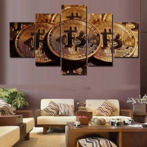 Bitcoins - Crypto 5 Panel Canvas Art Wall Decor
