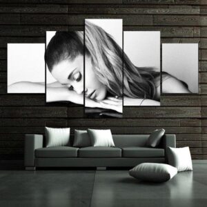 Black And White Ariana Grande - Famous Person 5 Panel Canvas Art Wall Decor