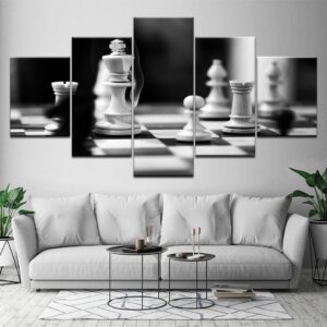 Black And White Chess 01 - Gaming 5 Panel Canvas Art Wall Decor