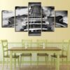 Black And White Guitar 2 - Music 5 Panel Canvas Art Wall Decor