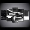 Black And White Photo Of Skateboard - Sport 5 Panel Canvas Art Wall Decor