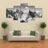 Black And White View Of Ama Dablam - Nature 5 Panel Canvas Art Wall Decor