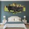 Black Angus Bulls - Animal 5 Panel Canvas Art Wall Decor