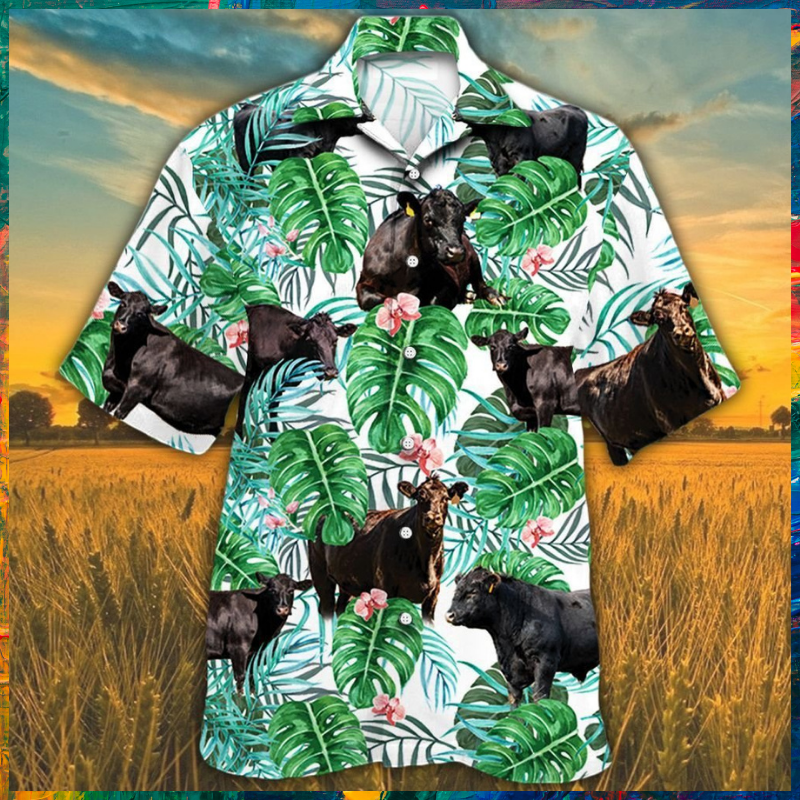 Black Angus Cattle Tropical Plant Hawaiian Shirt Black Angus Cattle Tropical Plant Hawaiian Shirt