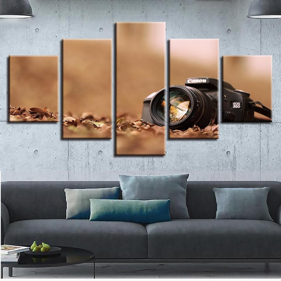 Black Camera - Abstract 5 Panel Canvas Art Wall Decor Black Camera - Abstract 5 Panel Canvas Art Wall Decor