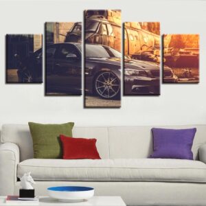 Black Car Sunshine - Automative 5 Panel Canvas Art Wall Decor