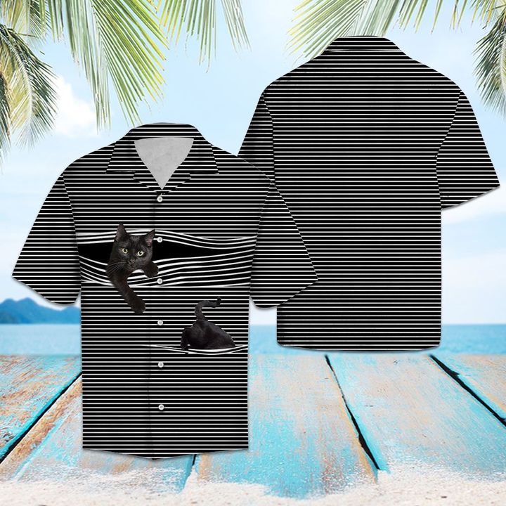 Black Cat Line Hawaiian Shirt Summer Button Up Black Cat Line Hawaiian Shirt Summer Button Up