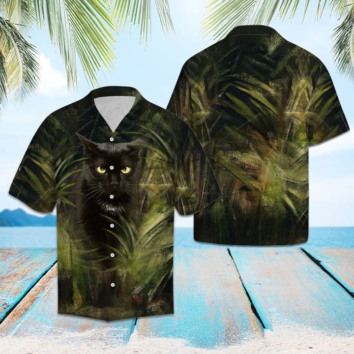 Black Cat So Cool Hawaiian Shirt Summer Button Up Black Cat So Cool Hawaiian Shirt Summer Button Up
