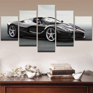 Black Ferrari - Automative 5 Panel Canvas Art Wall Decor