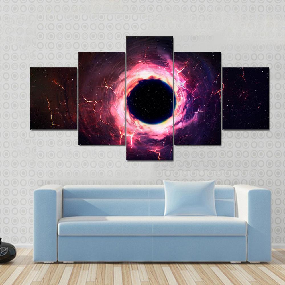 Black Hole In Space - Space 5 Panel Canvas Art Wall Decor Black Hole In Space - Space 5 Panel Canvas Art Wall Decor