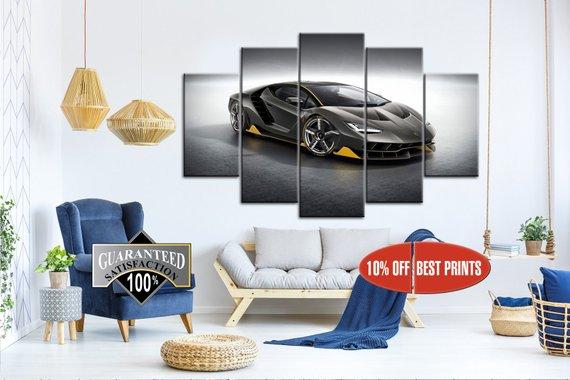 Black Lamborghini 2 - Automative 5 Panel Canvas Art Wall Decor Black Lamborghini 2 - Automative 5 Panel Canvas Art Wall Decor