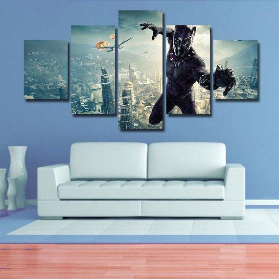 Black Panther 01 - Dc 5 Panel Canvas Art Wall Decor Black Panther 01 - Dc 5 Panel Canvas Art Wall Decor