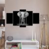 Black & White Elephant - Animal 5 Panel Canvas Art Wall Decor