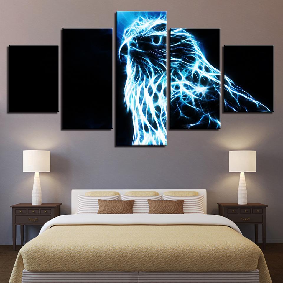 Blackbird - Abstract Animal 5 Panel Canvas Art Wall Decor Blackbird - Abstract Animal 5 Panel Canvas Art Wall Decor