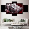 Blood Dark White Rose Flower - Nature 5 Panel Canvas Art Wall Decor