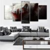 Blood Wolf 5 - Animal 5 Panel Canvas Art Wall Decor