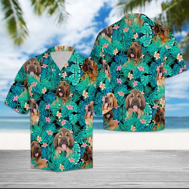Bloodhound Tropical Hawaiian Shirt Summer Button Up Bloodhound Tropical Hawaiian Shirt Summer Button Up