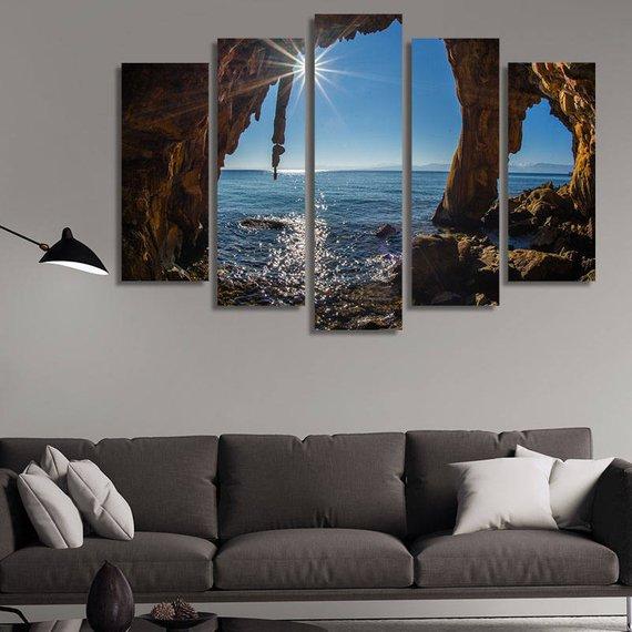 Blue And Sunny - Nature 5 Panel Canvas Art Wall Decor Blue And Sunny - Nature 5 Panel Canvas Art Wall Decor