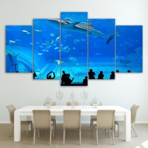 Blue Aquarium Fish - Animal 5 Panel Canvas Art Wall Decor