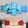 Blue Butterfly Insect - Animal 5 Panel Canvas Art Wall Decor
