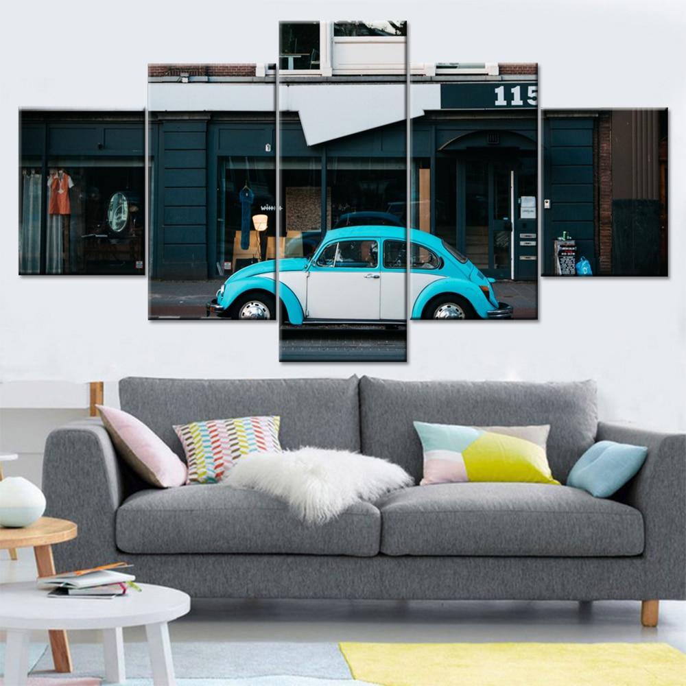 Blue Cool Car Night - Automative 5 Panel Canvas Art Wall Decor Blue Cool Car Night - Automative 5 Panel Canvas Art Wall Decor