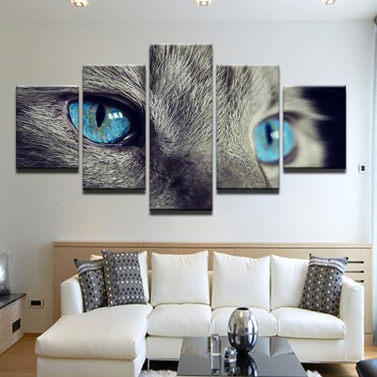 Blue Eyed Cat - Animal 5 Panel Canvas Art Wall Decor Blue Eyed Cat - Animal 5 Panel Canvas Art Wall Decor