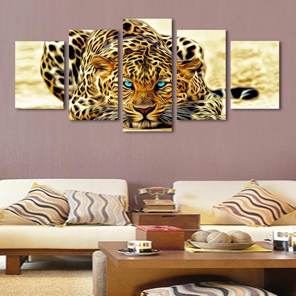 Blue Eyed Jaguar - Animal 5 Panel Canvas Art Wall Decor Blue Eyed Jaguar - Animal 5 Panel Canvas Art Wall Decor