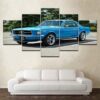 Blue Ferrari Mustang - Automative 5 Panel Canvas Art Wall Decor