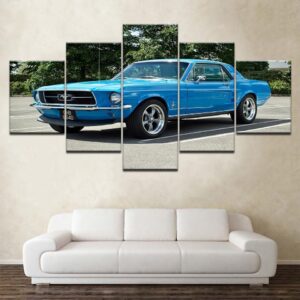 Blue Ferrari Mustang - Automative 5 Panel Canvas Art Wall Decor