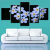 Blue Flowers 01 - Nature 5 Panel Canvas Art Wall Decor