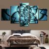 Blue Flowers Pattern - Abstract 5 Panel Canvas Art Wall Decor