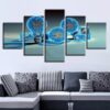 Blue Light Bulb - Abstract 5 Panel Canvas Art Wall Decor