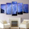 Blue Lightning 01 - Nature 5 Panel Canvas Art Wall Decor