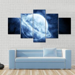 Blue Planet In Beautiful Space Image - Space 5 Panel Canvas Art Wall Decor