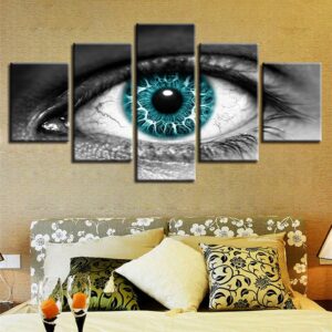 Blue Pupil Eye - Abstract 5 Panel Canvas Art Wall Decor