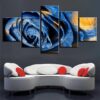 Blue Rose Flower 01 - Nature 5 Panel Canvas Art Wall Decor