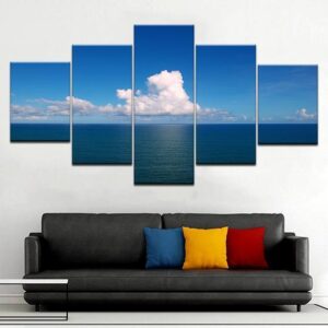 Blue Sea Blue Sky - Ocean 5 Panel Canvas Art Wall Decor