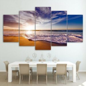 Blue Sky In The Beach - Nature 5 Panel Canvas Art Wall Decor