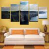 Blue Sky Ocean Mountain Cliff - Nature 5 Panel Canvas Art Wall Decor