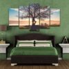 Blue Sky Tree Silhouette Natural Landscape - Nature 5 Panel Canvas Art Wall Decor