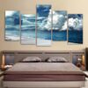 Blue Sky White Cloud And Beach - Nature 5 Panel Canvas Art Wall Decor