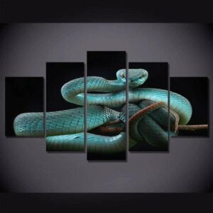 Blue Snake - Animal 5 Panel Canvas Art Wall Decor